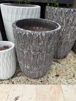 Tall grey pot 15” W x 24” H