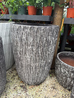 Tall grey pot 20” W x 28” H